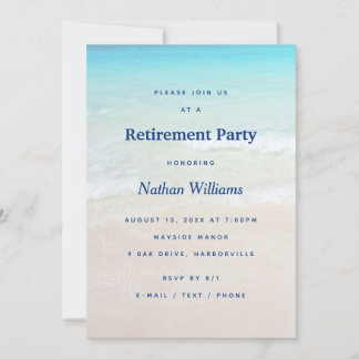 Beach Background Retirement Party Invitation