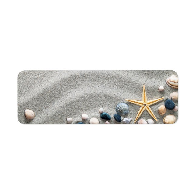 Beach Background With Shells And Starfish Return Address Label (Front)