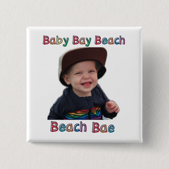 beach bae 15 cm square badge (Front)
