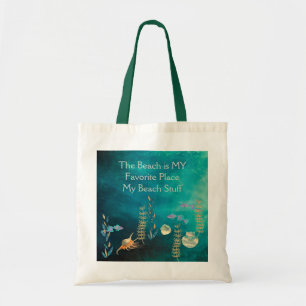 Beach Bag Green Sea Colours & Shells