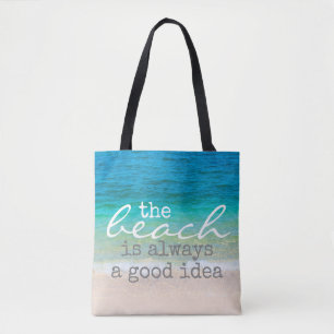 beach bag sea and sand with text