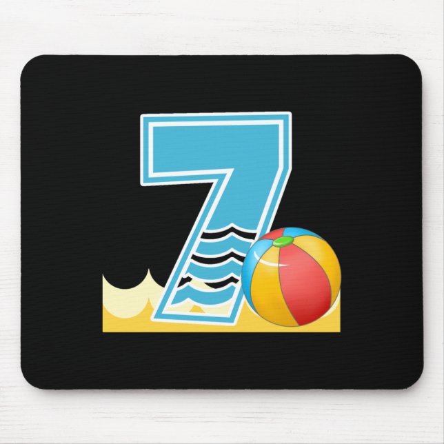 Beach Ball 7th Birthday Pool Party 7 Year Old Mouse Pad (Front)