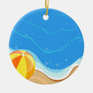 Beach ball At The Beach Ceramic Ornament