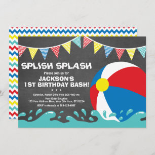 Beach Ball Birthday Invitation Pool Party Invite