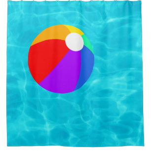 Beach Ball in Pool. Shower Curtain