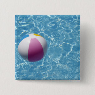 Beach ball in swimming pool 15 cm square badge
