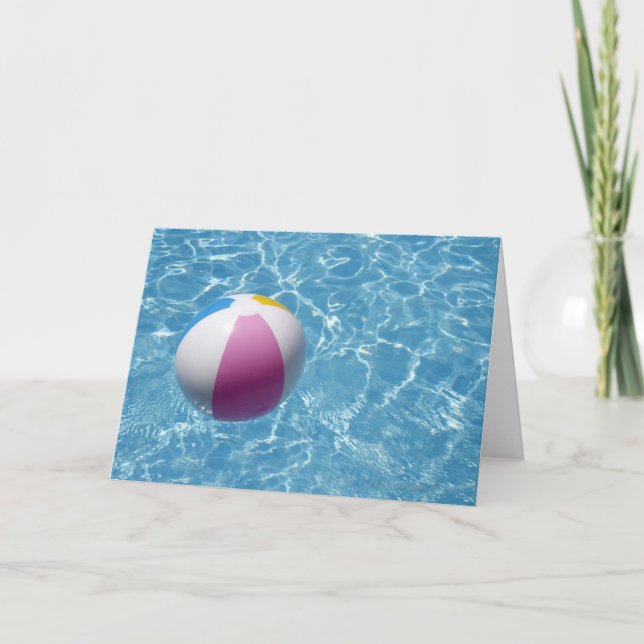 Beach ball in swimming pool card (Front)