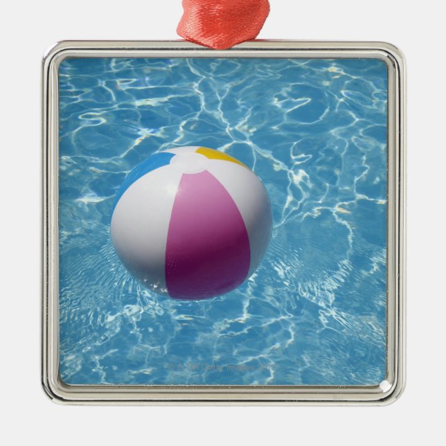 Beach ball in swimming pool metal ornament (Front)