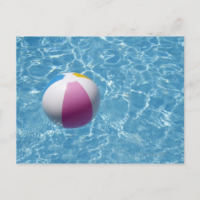 Beach ball in swimming pool postcard (Front)