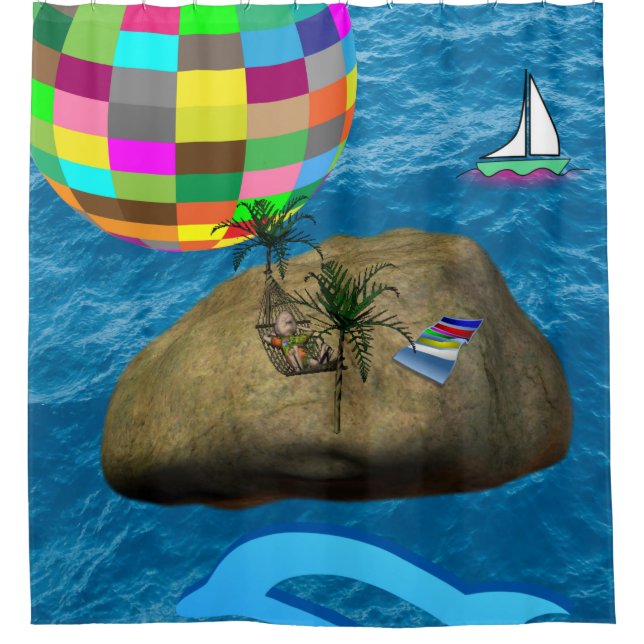 Beach ball ocean childrens showercurtain shower curtain (Front)