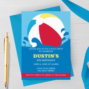 Beach Ball Pool Kid's Birthday Party Invitation