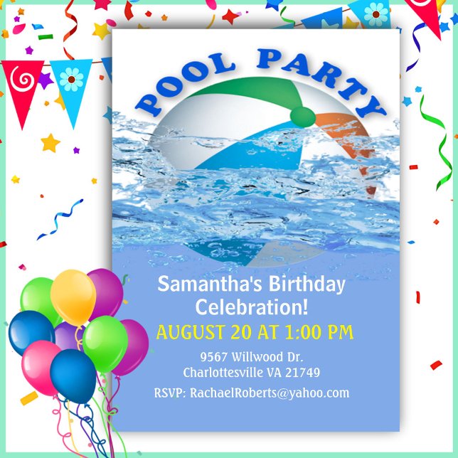 Beach Ball Pool Party Birthday  Invitation (Creator Uploaded)