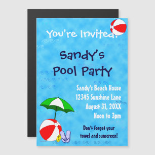 Beach Ball Pool Party Custom Invitation Template