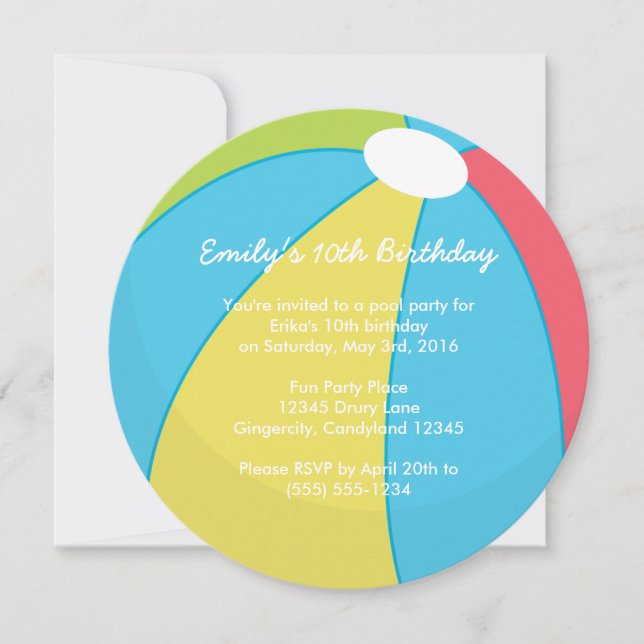 Beach Ball Pool Party Invitation (Front)