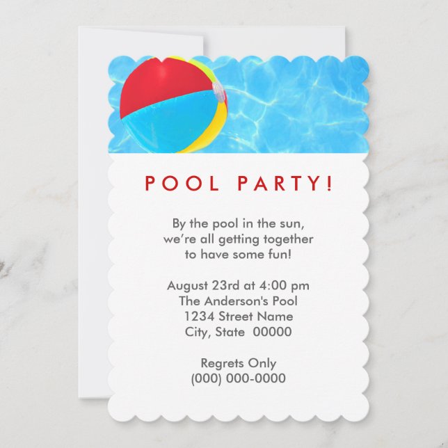 Beach Ball Pool Party Invitation (Front)