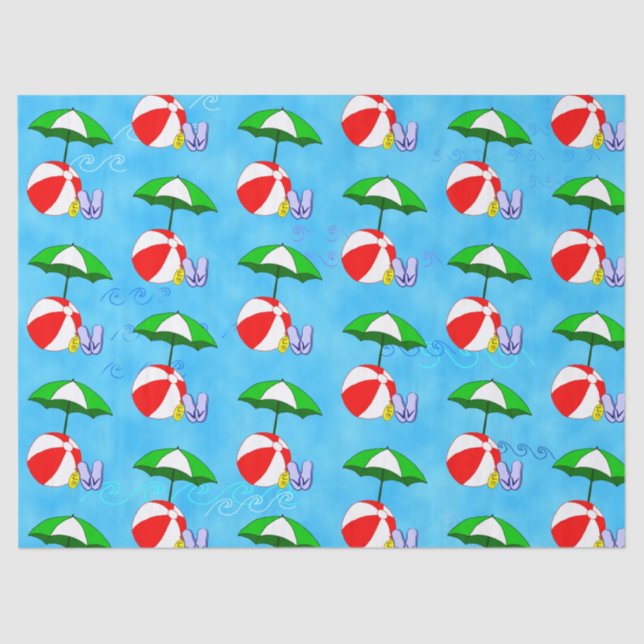 Beach Ball Pool Toys Summer Pattern Tissue Paper (Front)