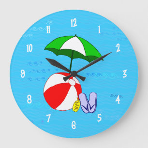 Beach Ball Pool Toys Wall Clock White Numbers