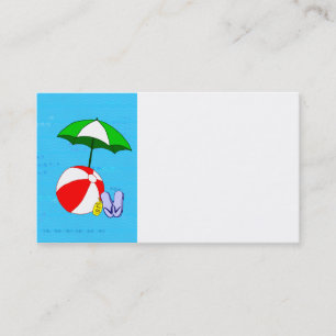 Beach Ball Pool Umbrella Business Card Template