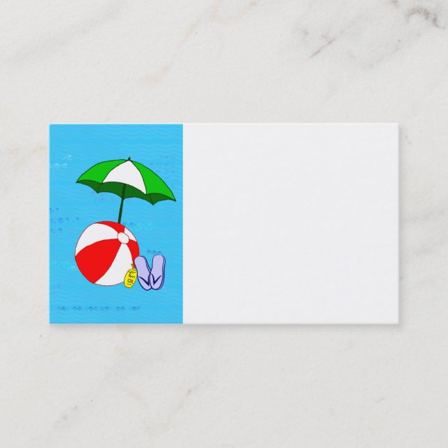 Beach Ball Pool Umbrella Business Card Template (Front)