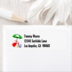 Beach Ball Pool Umbrella Custom Address Label Return Address Label