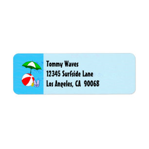 Beach Ball Pool Umbrella Custom Address Label Return Address Label