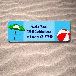 Beach Ball Pool Umbrella Custom Address Label Return Address Label
