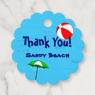 Beach Ball Pool Umbrella Custom Thank You Tags