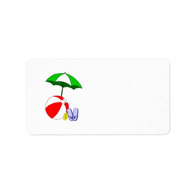 Beach Ball Pool Umbrella Template Label (Front)