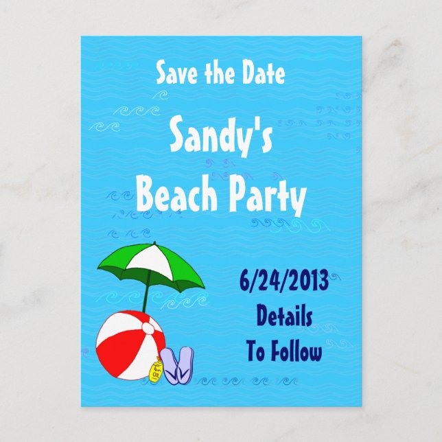 Beach Ball Save the Date Postcard (Front)