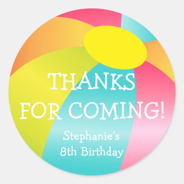 Beach Ball Summer Time Fun Sticker (Front)