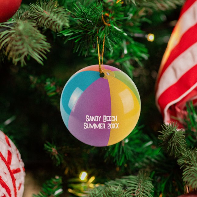 Beach Ball Vacation Personalised Metal Tree Decoration (Creator Uploaded)
