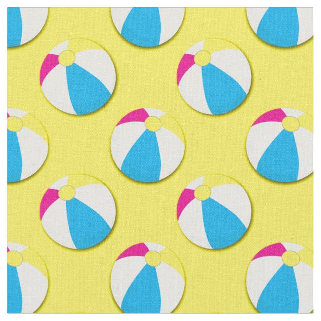 Beach Balls Cute Summer Pool Fabric (Close Up)
