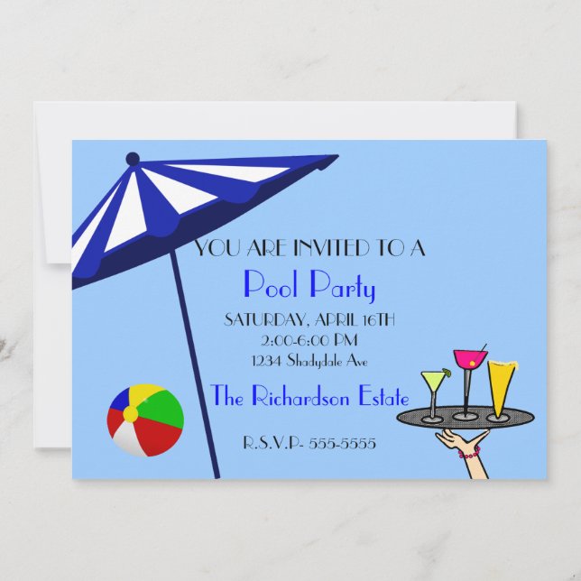 Beach Balls Pool Party Invitation (Back)