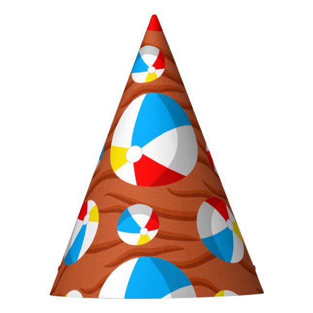 Beach Balls Red Sand Party Hat (Front)