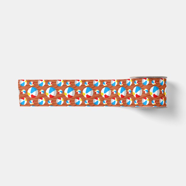 Beach Balls Red Sand Satin Ribbon (Front)