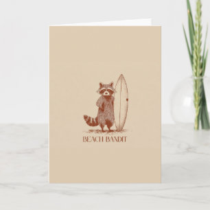 Beach Bandit Raccoon Surfer – Funny Vintage Card