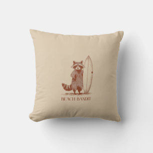 Beach Bandit Racoon Surfer – Funny Vintage Cushion