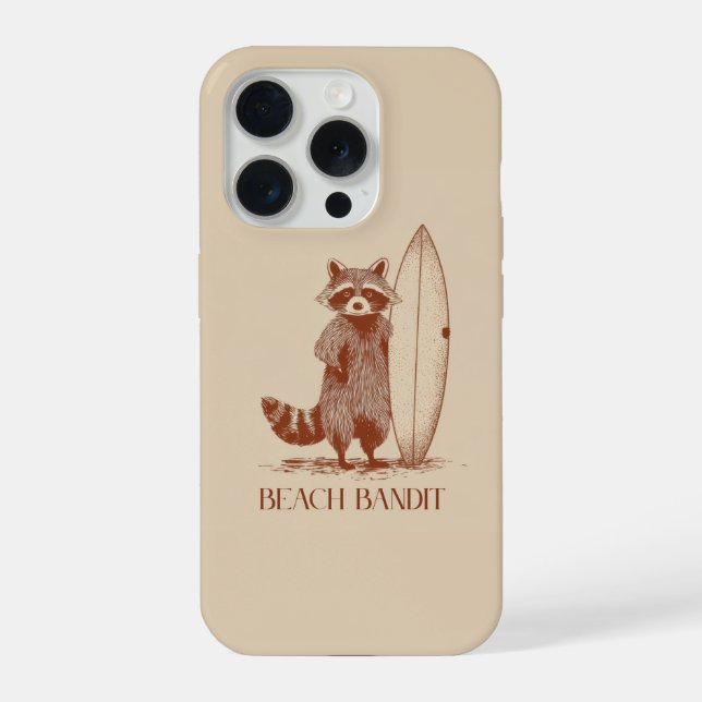 Beach Bandit Racoon Surfer – Funny Vintage iPhone Case (Back)