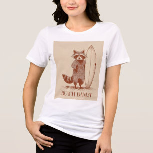 Beach Bandit Racoon Surfer – Funny Vintage Tri-Blend Shirt