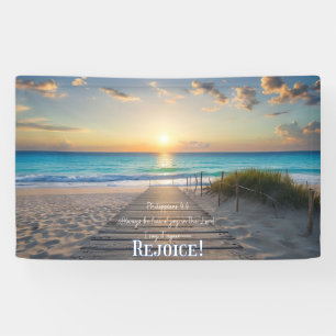 Beach Banner with Philippians 4:4 REJOICE!