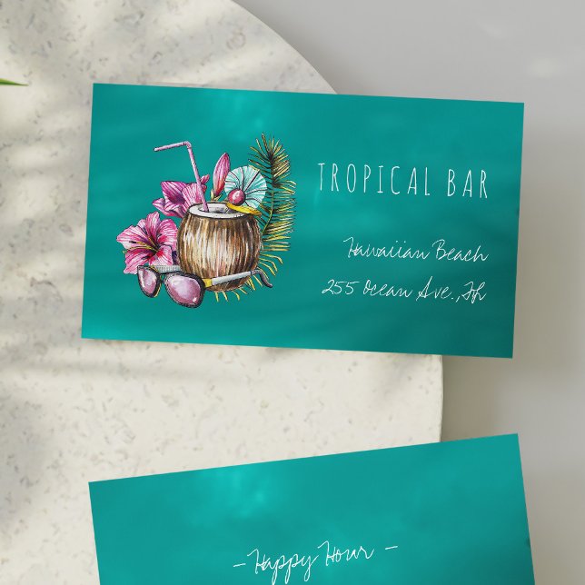 Beach bar tropical bartender business cards (Creator Uploaded)