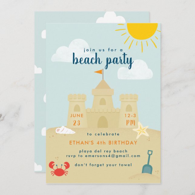 Beach Bash Invitation (Front/Back)