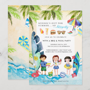 Beach Bash Schools Out Summer Party Invitation