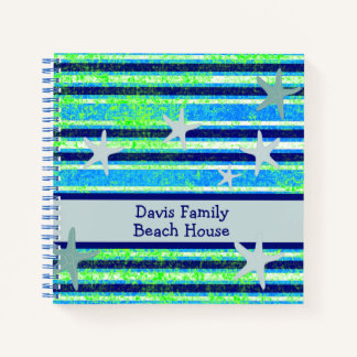 Beach Batik Stripes and Starfish Notebook