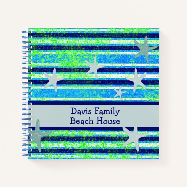 Beach Batik Stripes and Starfish Notebook (Front)