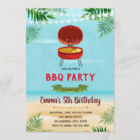 Beach bbq party invitation