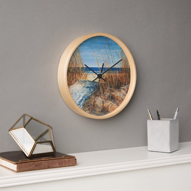 Beach Beautiful Sand Dunes Painting Clock (Office)