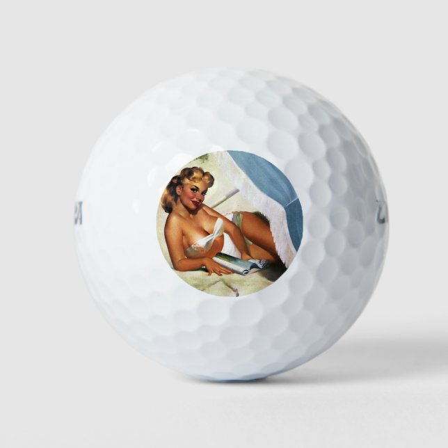 Beach Beauty Pin Up Girl Golf Balls (Front)