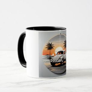 "Beach Beetle Mug - Coastal Vintage Car Lover's 