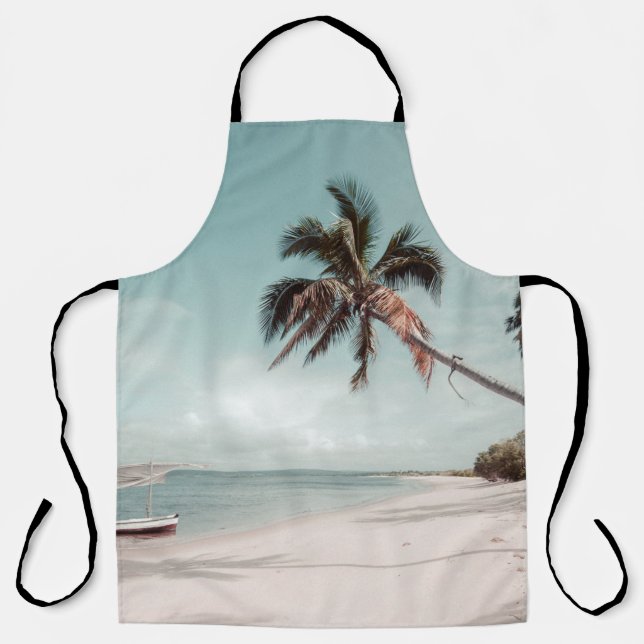 Beach beside coconut palm tree apron (Front)